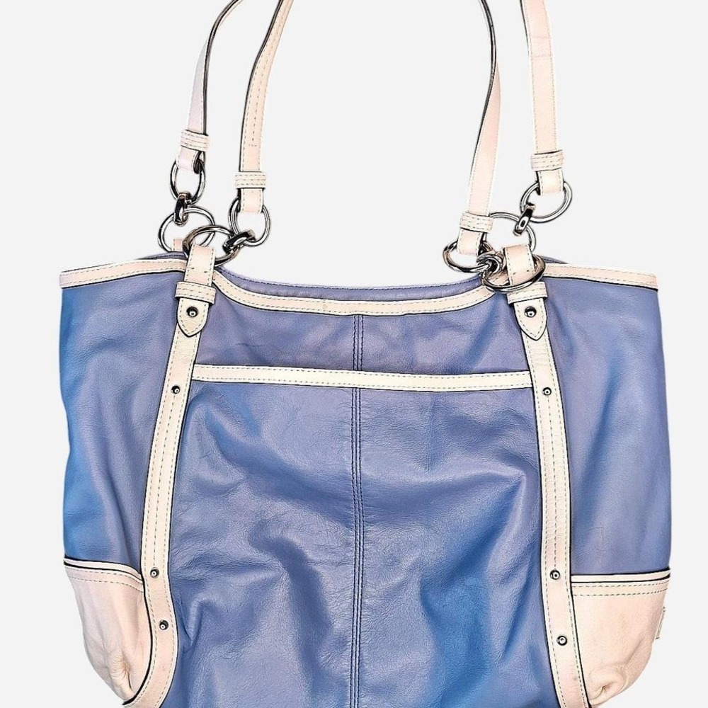 COACH Alexandra Chain Leather Blue And Ivory‎ Bag